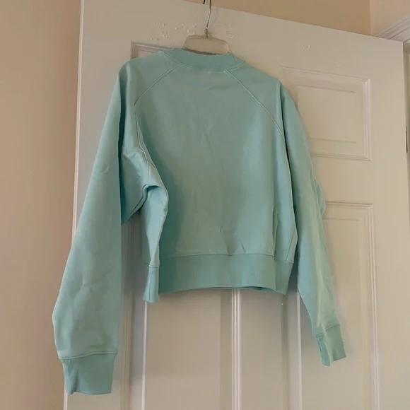 THAKOON Crewneck Cotton Sweatshirt w side Panels (S) Light Blue / Mint BNWT - Picture 6 of 7